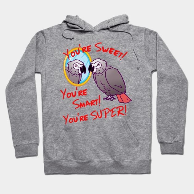 Daily Attitude Affirmations African Grey Parrot Image Hoodie by Einstein Parrot